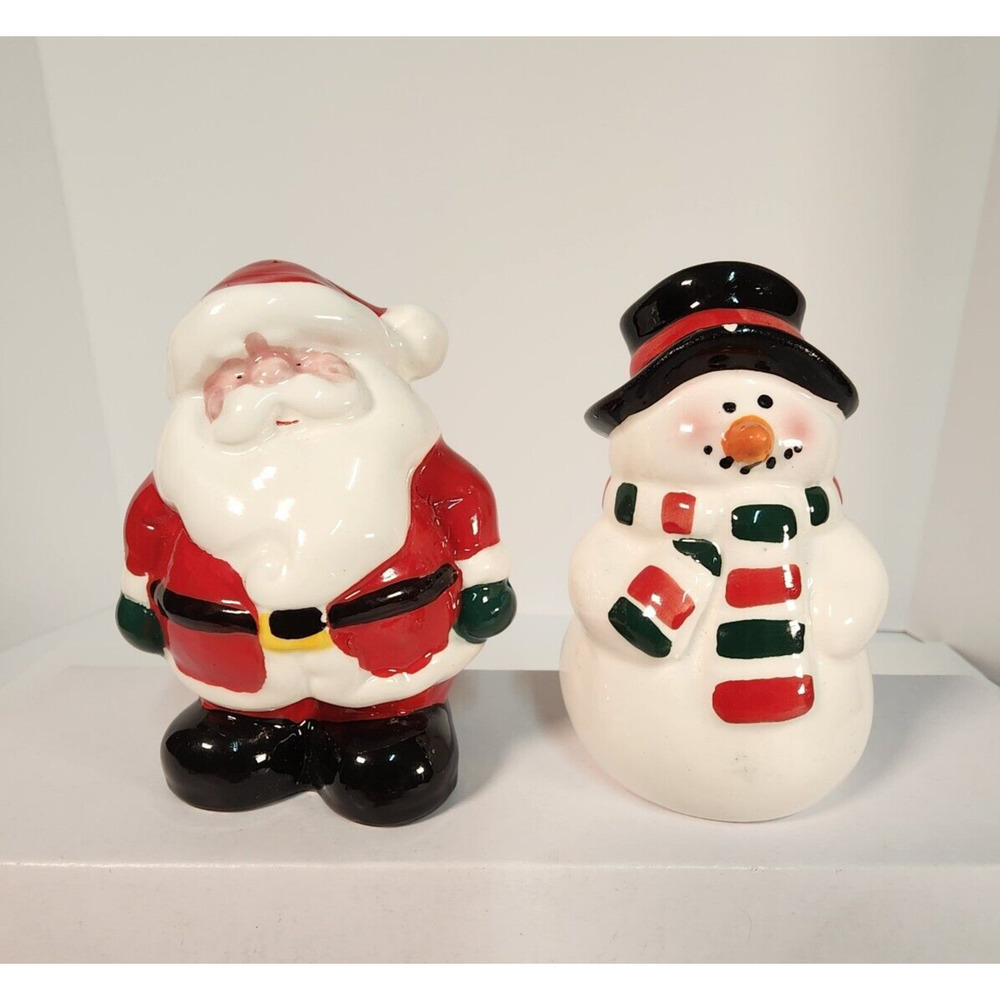 Salt & Pepper Shakers Santa and Snowman Mini Christmas Kitchen Decor (G1)